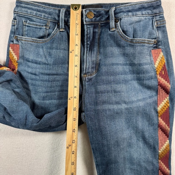 Driftwood Jeans Womens 27 Blue Jackie Skinny High Rise Medium Wash Embroidered - Picture 8 of 12